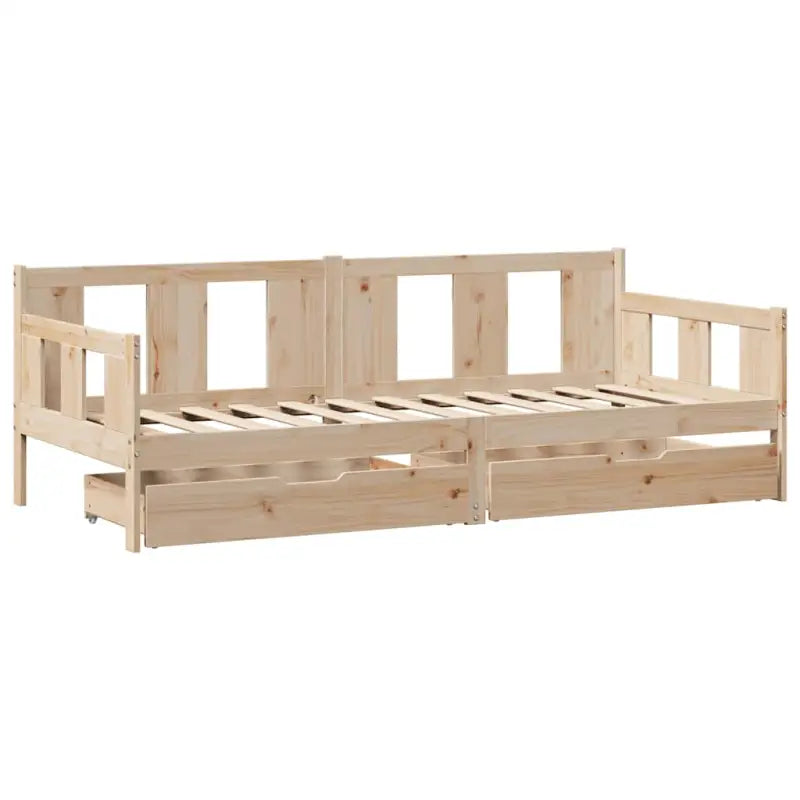 Slaapbank met lades van massief grenenhout met rustieke charme - Naturel / 90 x 200 cm - Bedden & bedframes