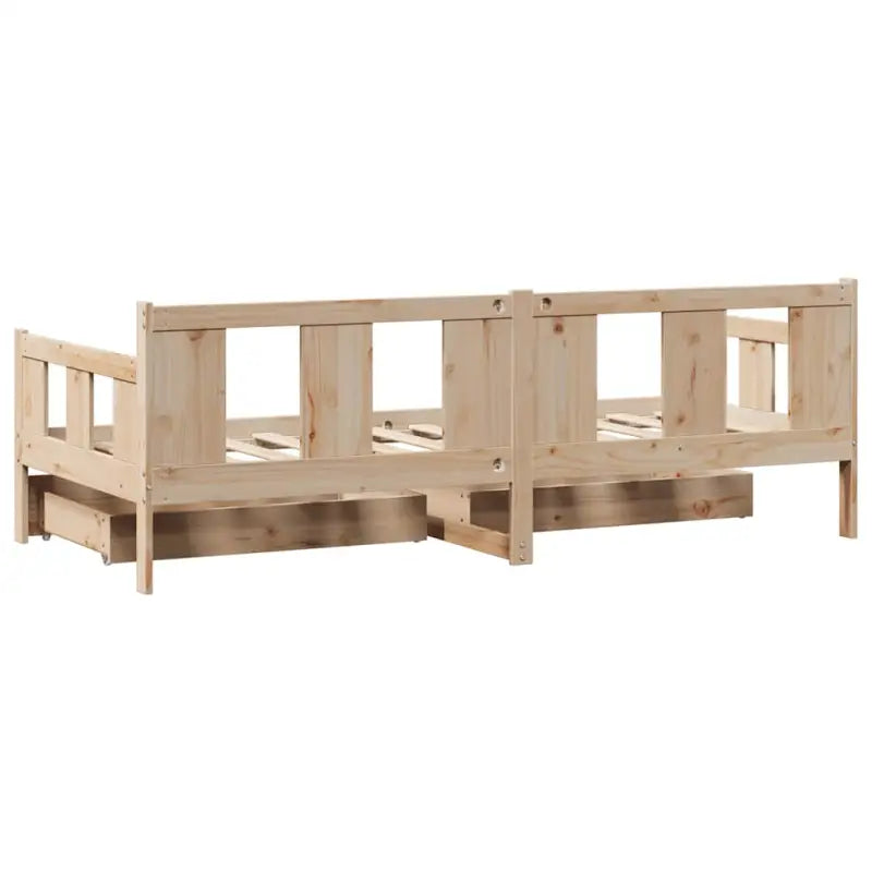 Slaapbank met lades van massief grenenhout met rustieke charme - Naturel / 90 x 200 cm - Bedden & bedframes