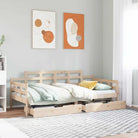 Slaapbank met lades van massief grenenhout met rustieke charme - Naturel / 90 x 200 cm - Bedden & bedframes