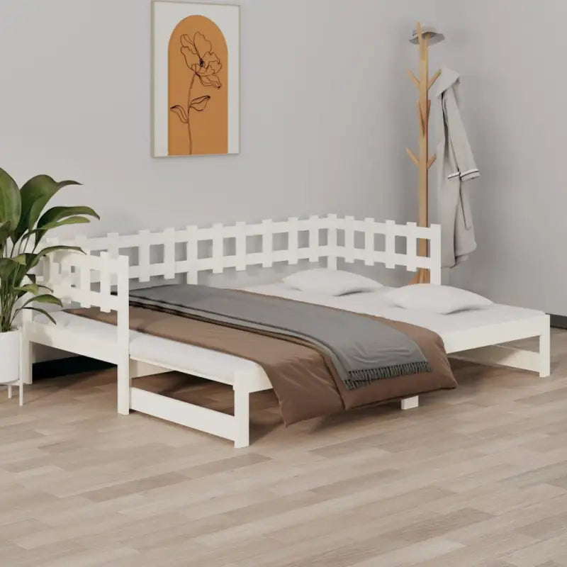 Slaapbank met massief grenenhout en optimale totale afmetingen - Wit / 80 x 200 cm - Bedden & bedframes