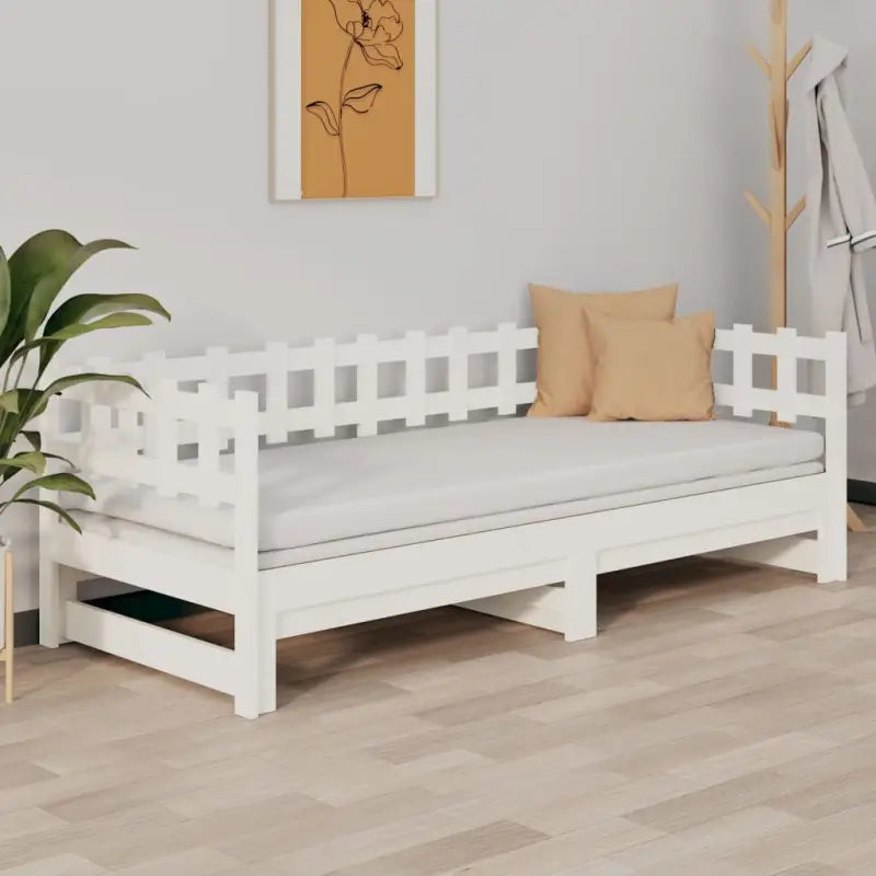Slaapbank met massief grenenhout en optimale totale afmetingen - Wit / 80 x 200 cm - Bedden & bedframes