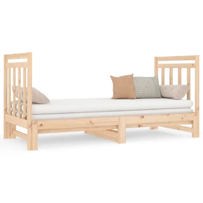 Slaapbank van massief grenenhout met levering bevat en diverse afmetingen - Naturel / 2x (90 x 190) cm - Bedden &