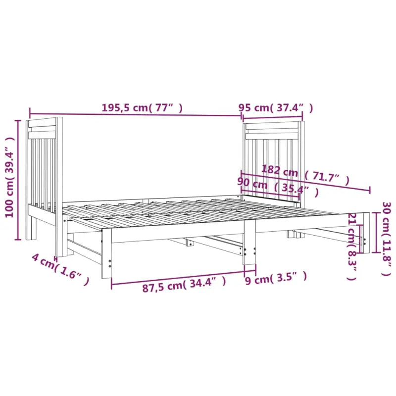 Slaapbank van massief grenenhout met levering bevat en diverse afmetingen - Naturel / 2x (90 x 190) cm - Bedden &