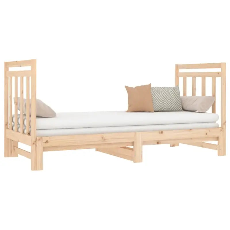 Slaapbank van massief grenenhout met levering bevat en diverse afmetingen - Naturel / 2x (90 x 190) cm - Bedden &