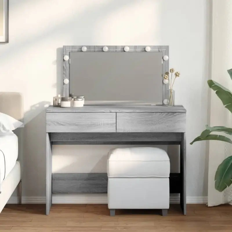 Slaapkamerkaptafel in bewerkt hout met cosmetica binnen handbereik - Grijs sonoma / 1 - Slaapkamerkaptafels