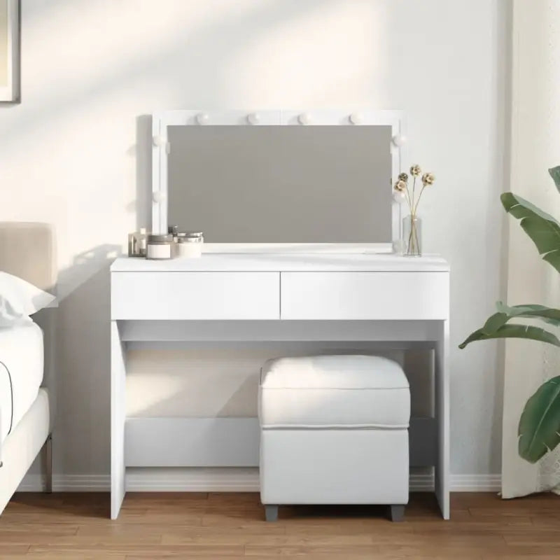 Slaapkamerkaptafel in bewerkt hout met cosmetica binnen handbereik - Wit / 1 - Slaapkamerkaptafels