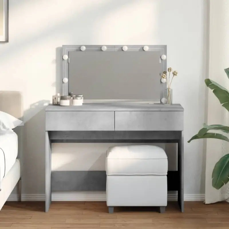 Slaapkamerkaptafel in bewerkt hout met cosmetica binnen handbereik - Betongrijs / 1 - Slaapkamerkaptafels
