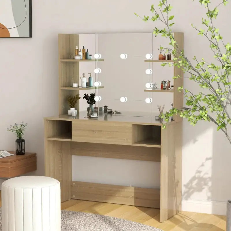 Slaapkamerkaptafel in glanzend grijs met modern en strak ontwerp - Bruin / 1 - Slaapkamerkaptafels
