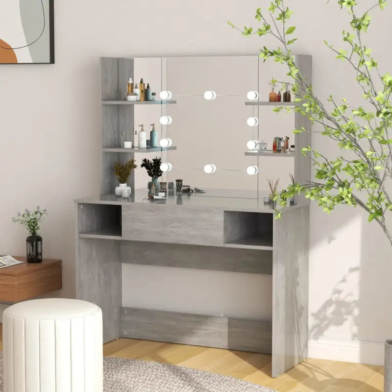 Slaapkamerkaptafel in glanzend grijs met modern en strak ontwerp - Betongrijs / 1 - Slaapkamerkaptafels