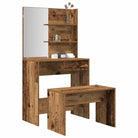 Slaapkamerkaptafel met kruk voor binnen handbereik van je make-up spullen - Oud hout / 1 - Slaapkamerkaptafels