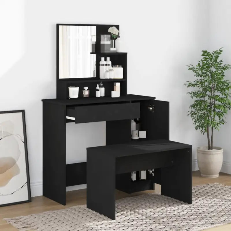 Slaapkamerkaptafel met kruk voor binnen handbereik van je make-up - Zwart / 1 - Slaapkamerkaptafels