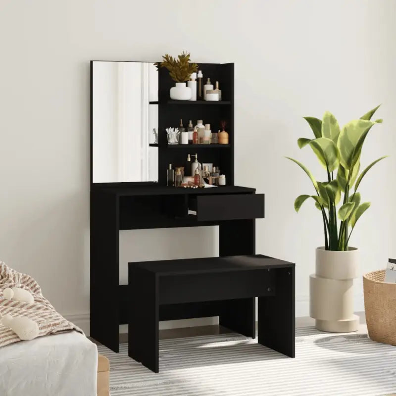 Slaapkamerkaptafel met kruk voor binnen handbereik van je make-up spullen - Zwart / 1 - Slaapkamerkaptafels
