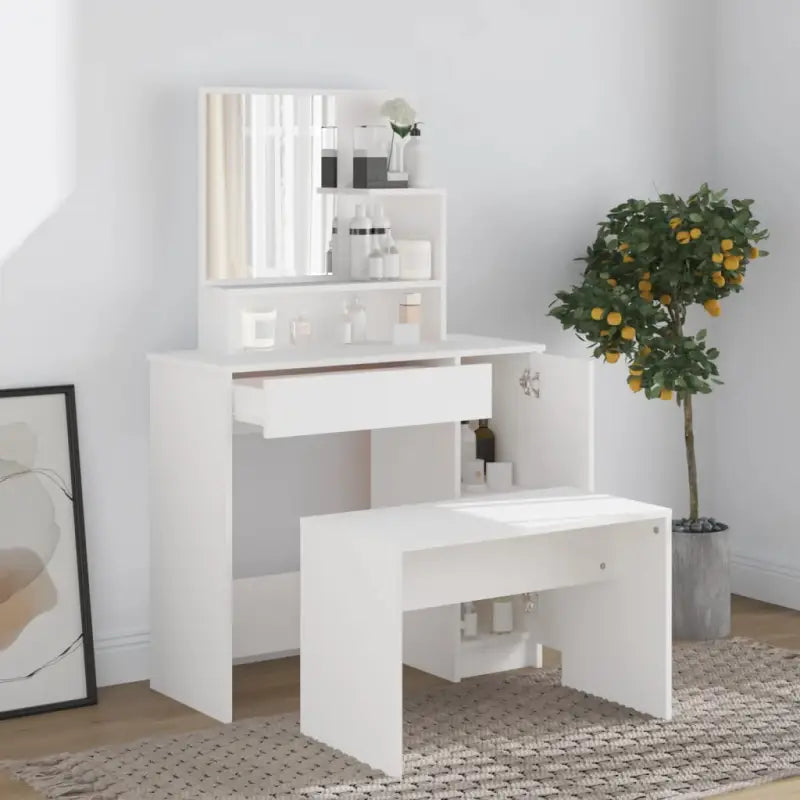 Slaapkamerkaptafel met kruk voor binnen handbereik van je make-up - Wit / 1 - Slaapkamerkaptafels