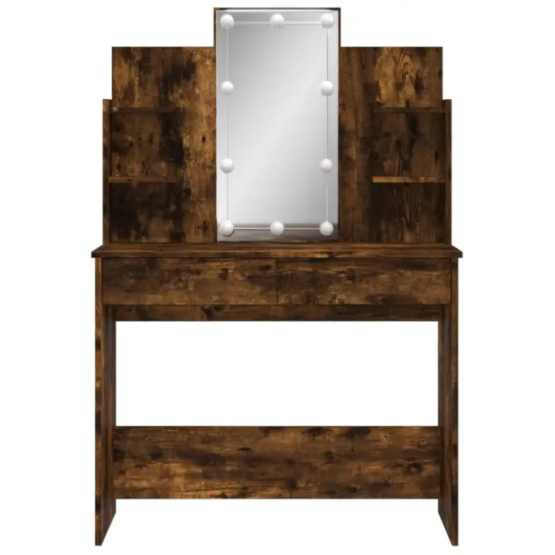 Slaapkamerkaptafel met spiegel LED-verlichting bewerkt hout - Slaapkamerkaptafels