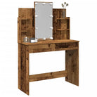 Slaapkamerkaptafel met spiegel LED-verlichting bewerkt hout - Oud hout / 1 - Slaapkamerkaptafels