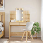 Slaapkamerkaptafel met spiegel LED-verlichting bewerkt hout - Sonoma eiken / 1 - Slaapkamerkaptafels