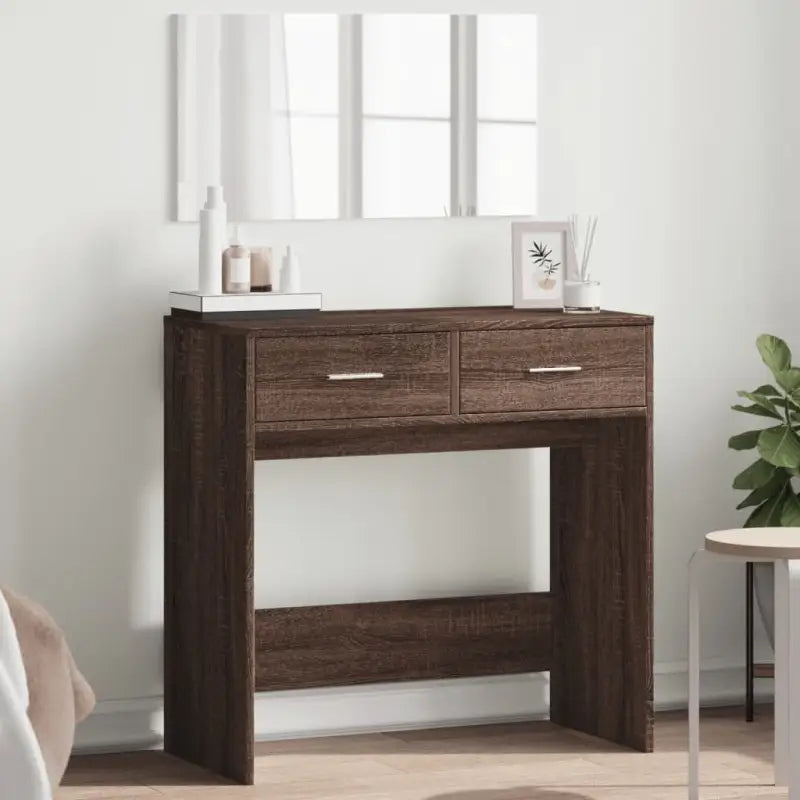 Slaapkamerkaptafel met strakke lijnen en duurzaam hout - bruin eikenkleur / 1 - Slaapkamerkaptafels