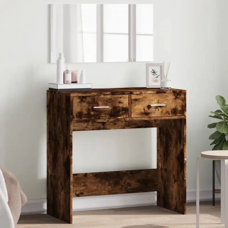 Slaapkamerkaptafel met strakke lijnen en duurzaam hout - Gerookt eiken / 1 - Slaapkamerkaptafels