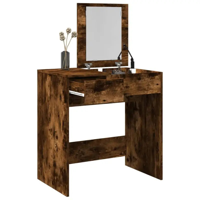 Slaapkamerkaptafel van bewerkt hout met alles binnen handbereik - Gerookt eiken / 1 - Slaapkamerkaptafels