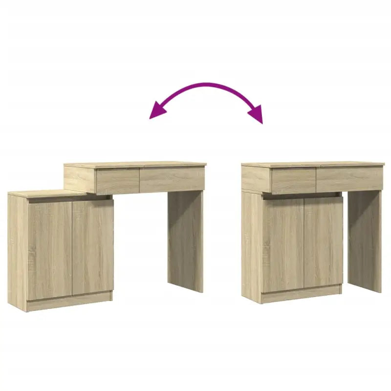 Slaapkamerkaptafel van bewerkt hout met cosmetica binnen handbereik - Slaapkamerkaptafels