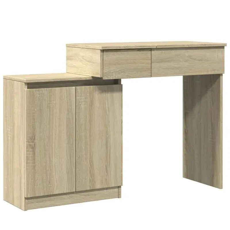 Slaapkamerkaptafel van bewerkt hout met cosmetica binnen handbereik - Slaapkamerkaptafels
