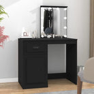 Slaapkamerkaptafel van bewerkt hout met moderne asymmetrische vorm - Zwart / 1 / met LED - Slaapkamerkaptafels