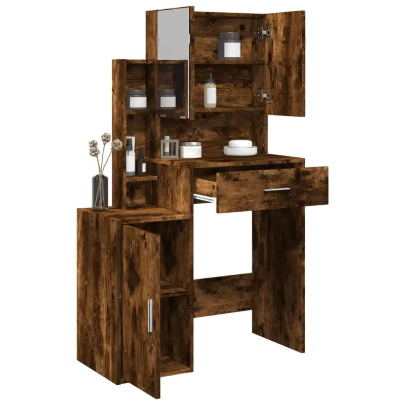 Slaapkamerkaptafel van bewerkt hout voor binnen handbereik gebruik - Gerookt eiken / 1 - Slaapkamerkaptafels