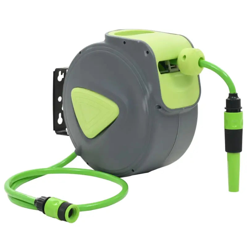 Slanghaspel met groene ring en BSP NPT aansluiting voor tuin en reiniging - 10 + 1 m / 1 - Slanghaspels