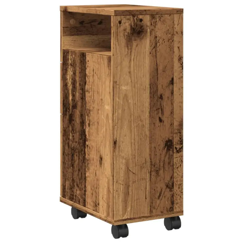 Smalle badkamerkast van bewerkt hout voor een decoratieve en praktische ruimte - Opbergkasten & lockerkasten