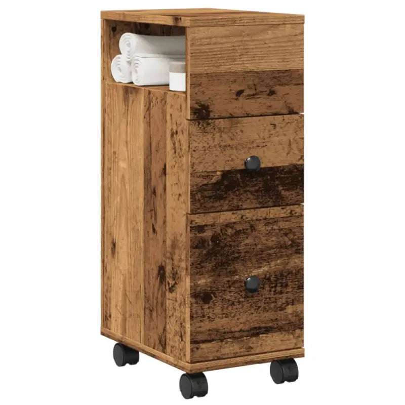 Smalle badkamerkast van bewerkt hout voor een decoratieve en praktische ruimte - Opbergkasten & lockerkasten