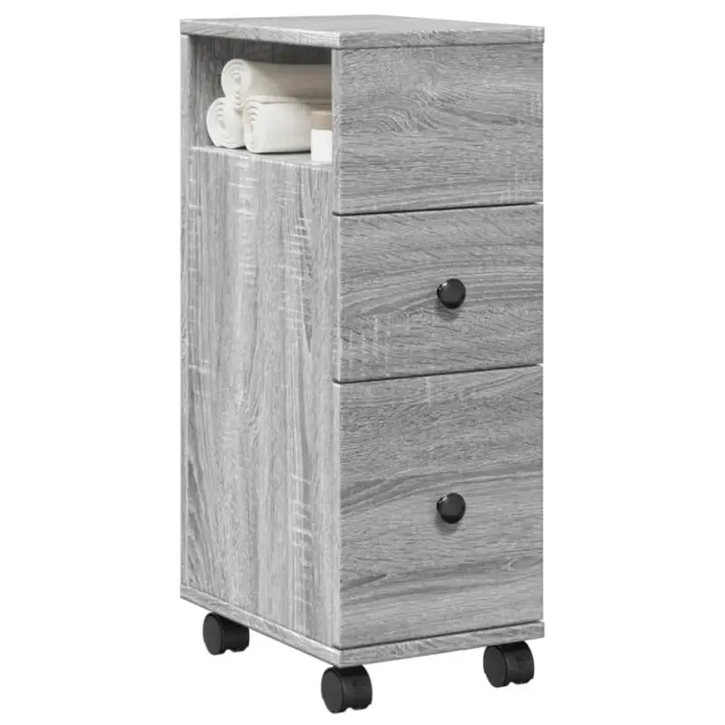 Smalle badkamerkast van bewerkt hout voor een decoratieve en praktische ruimte - Grijs sonoma / 1 - Opbergkasten &