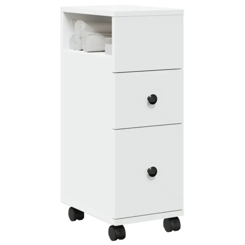 Smalle badkamerkast van bewerkt hout voor een decoratieve en praktische ruimte - Wit / 1 - Opbergkasten & lockerkasten