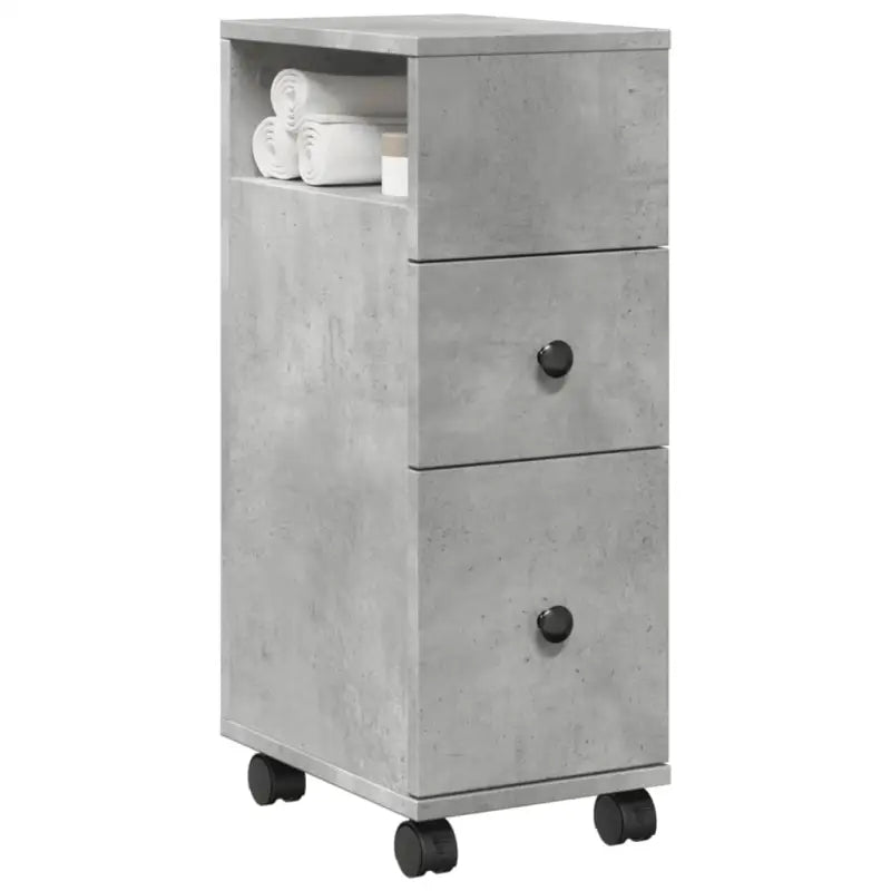Smalle badkamerkast van bewerkt hout voor een decoratieve en praktische ruimte - Betongrijs / 1 - Opbergkasten &