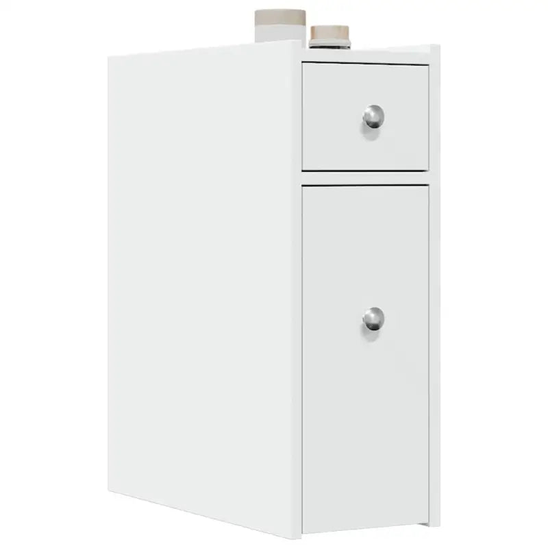 Smalle badkamerkast van bewerkt hout voor een praktische badkameroplossing - Wit / 1 - Opbergkasten & lockerkasten
