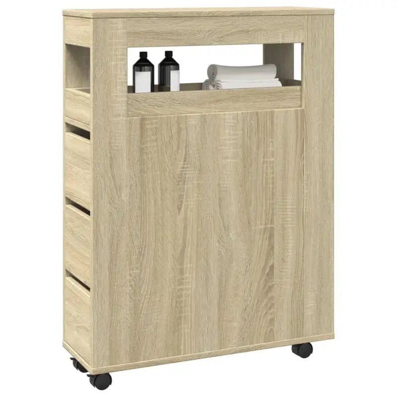Smalle badkamerkast van bewerkt hout voor een praktische en stijlvolle inrichting - Opbergkasten & lockerkasten