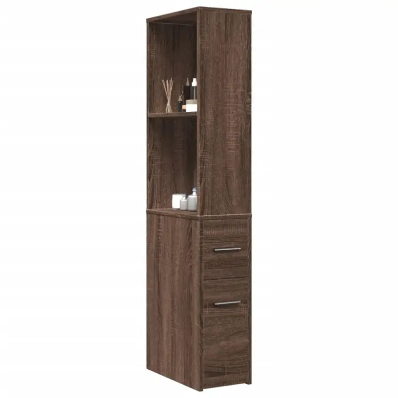 Smalle badkamerkast van bewerkt hout voor een stijlvol interieur - bruin eikenkleur / 1 - Opbergkasten & lockerkasten