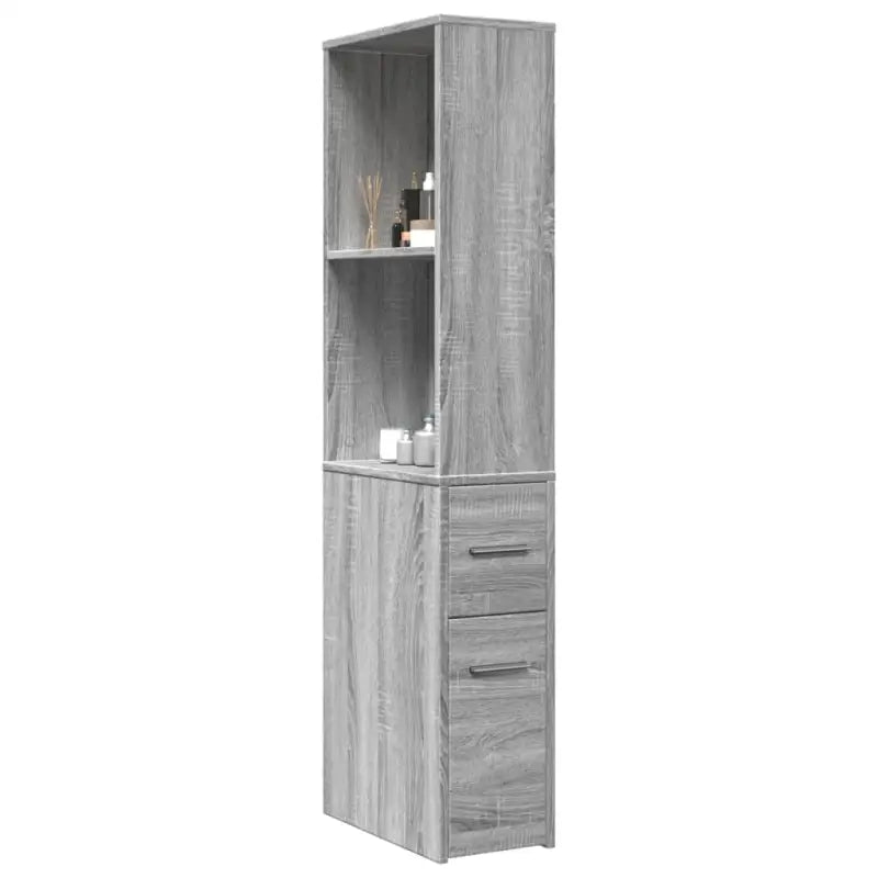 Smalle badkamerkast van bewerkt hout voor een stijlvol interieur - Grijs sonoma / 1 - Opbergkasten & lockerkasten