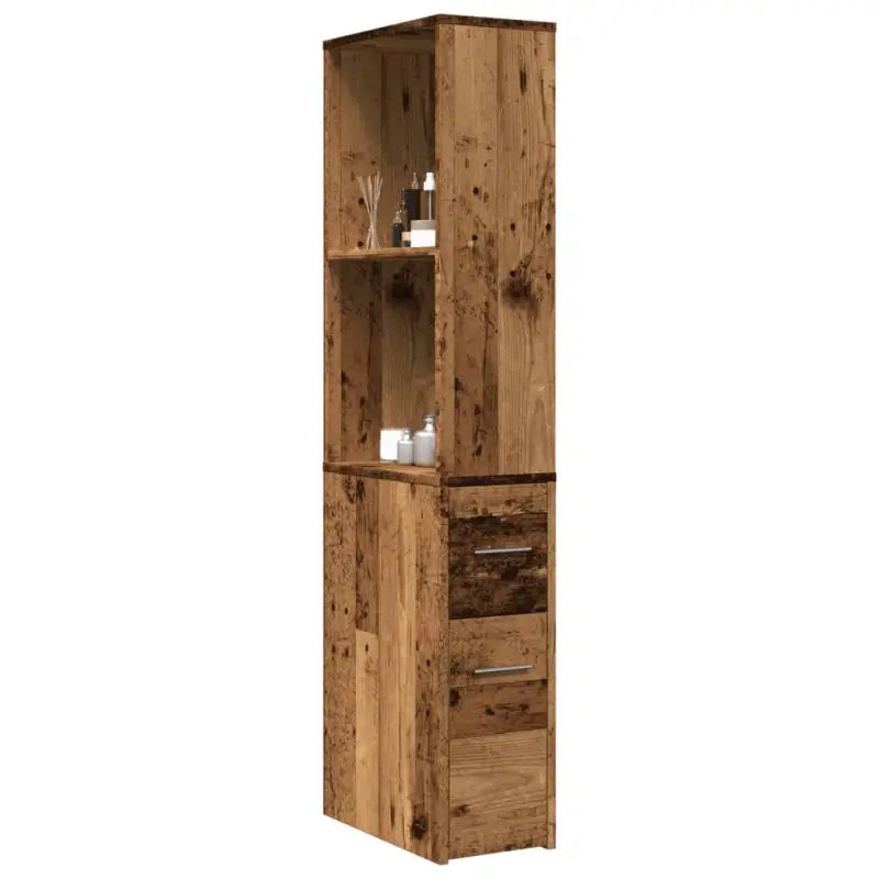Smalle badkamerkast van bewerkt hout voor een stijlvol interieur - Oud hout / 1 - Opbergkasten & lockerkasten