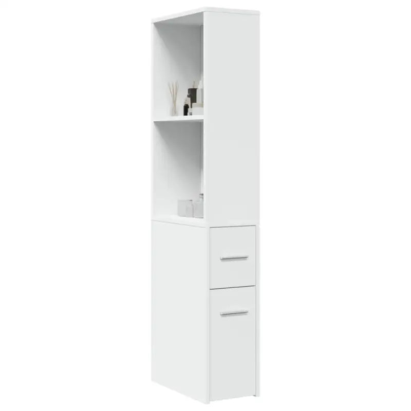 Smalle badkamerkast van bewerkt hout voor een stijlvol interieur - Wit / 1 - Opbergkasten & lockerkasten