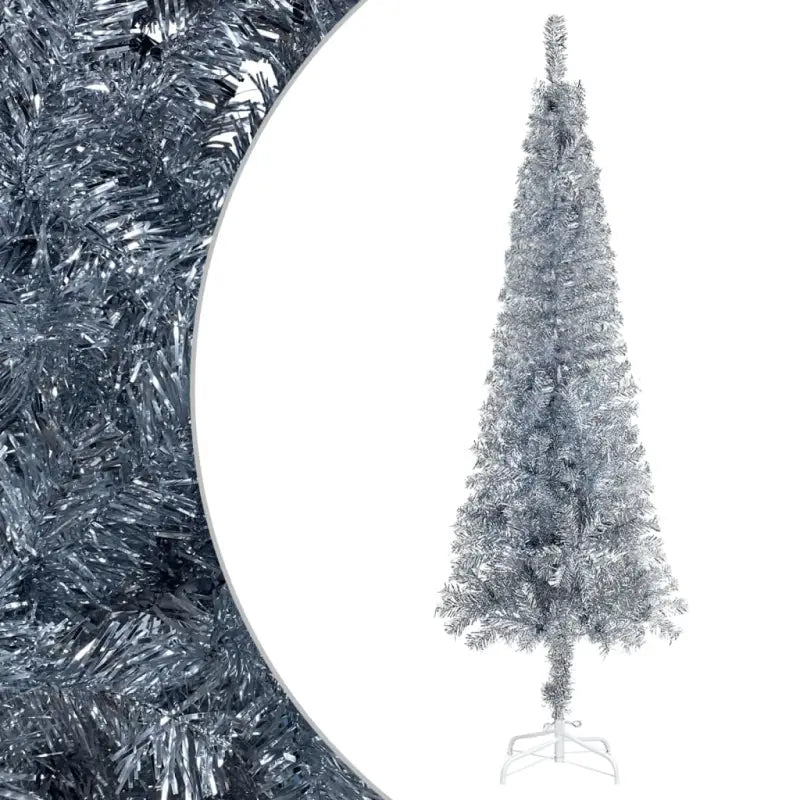 Smalle Levensechte Kerstboom voor een Unieke Kerstsfeer - Zilver / 210 x 55 cm / 1 - Kerstbomen
