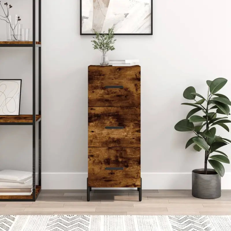 Sonoma Eiken Dressoir met metalen poten en bewerkt hout - Gerookt eiken / 1 - Dressoirs & buffetkasten
