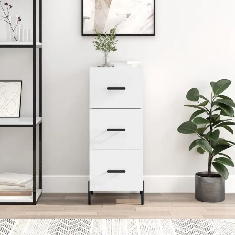 Sonoma Eiken Dressoir met metalen poten en bewerkt hout - Hoogglans wit / 1 - Dressoirs & buffetkasten