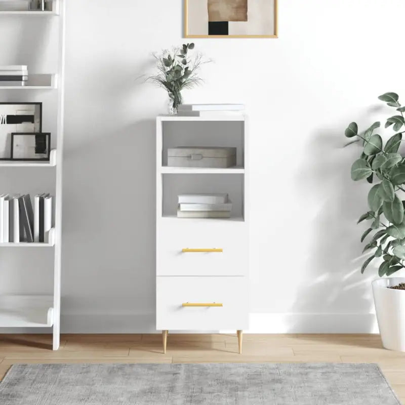 Sonoma Eiken Dressoir met metalen poten en bewerkt hout - Wit / 1 - Dressoirs & buffetkasten