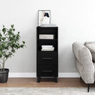 Sonoma eiken dressoir met metalen poten en bewerkt hout - Zwart / 1 - Dressoirs & buffetkasten
