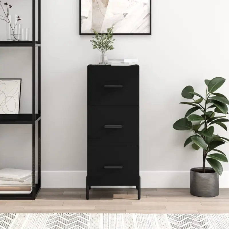 Sonoma Eiken Dressoir met metalen poten en bewerkt hout - Zwart / 1 - Dressoirs & buffetkasten