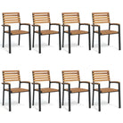 Stapelbare tuinstoelen met massief acaciahout en metalen frame - 8 - Tuinstoelen