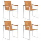 Stapelbare tuinstoelen van massief teakhout met roestvrij staal accenten - 4 / Massief acaciahout - Tuinstoelen