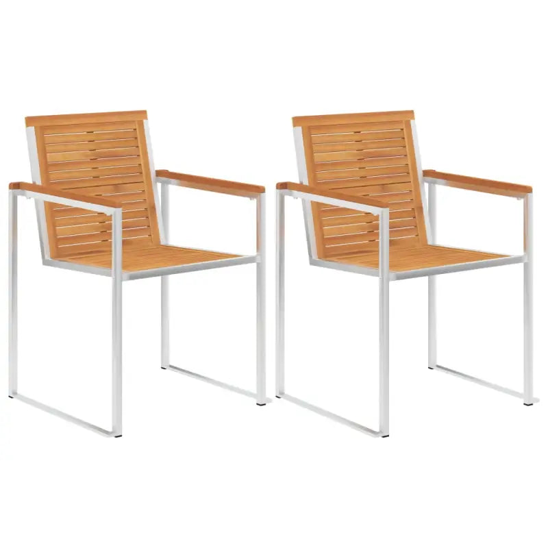 Stapelbare tuinstoelen van massief teakhout met roestvrij staal accenten - 2 / Massief acaciahout - Tuinstoelen
