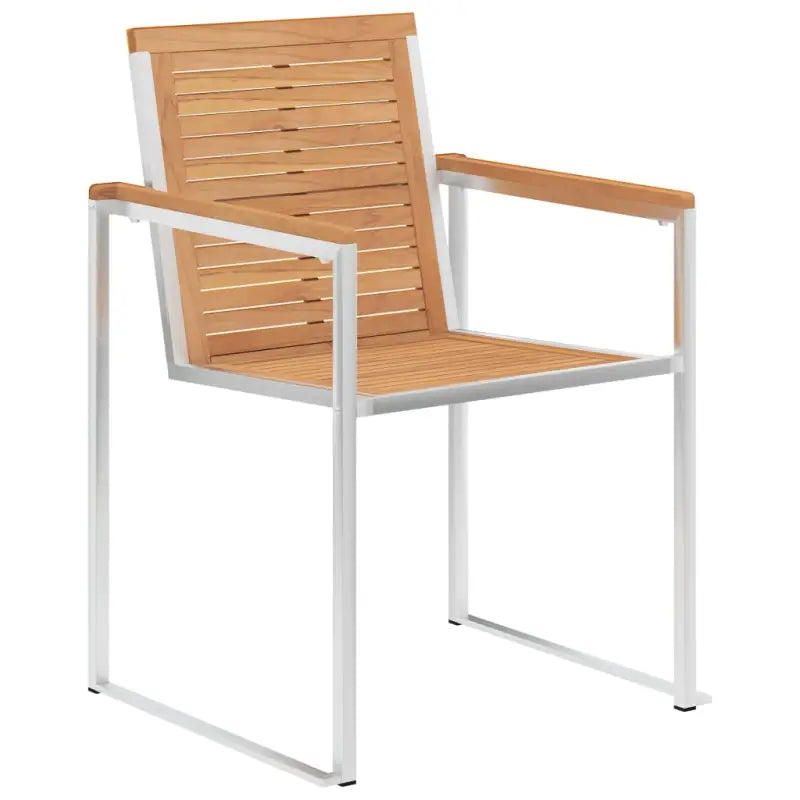 Stapelbare tuinstoelen van massief teakhout met roestvrij staal accenten - Tuinstoelen