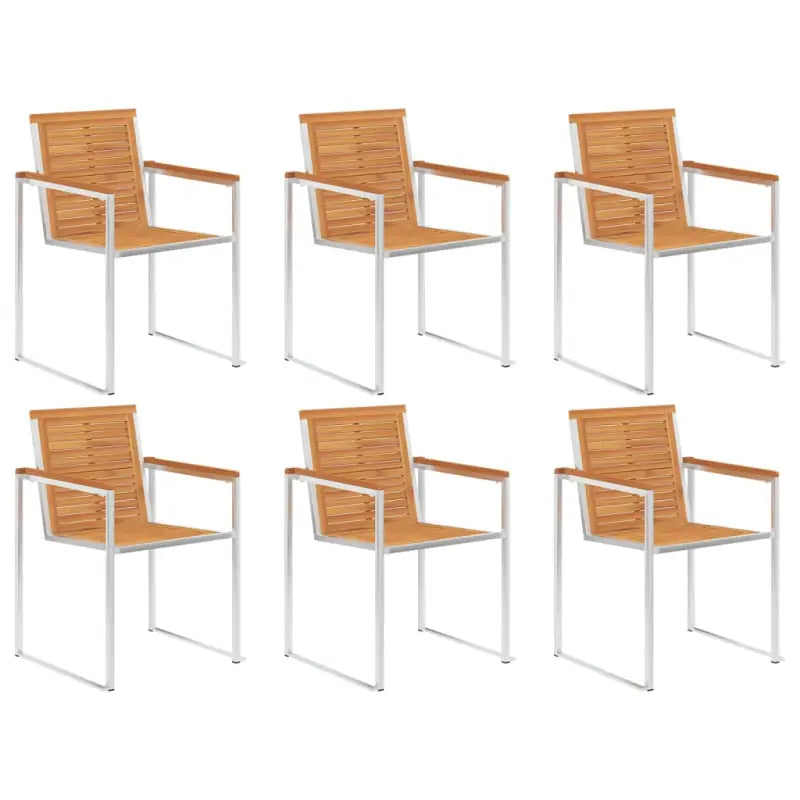 Stapelbare tuinstoelen van massief teakhout met roestvrij staal accenten - 6 / Massief acaciahout - Tuinstoelen